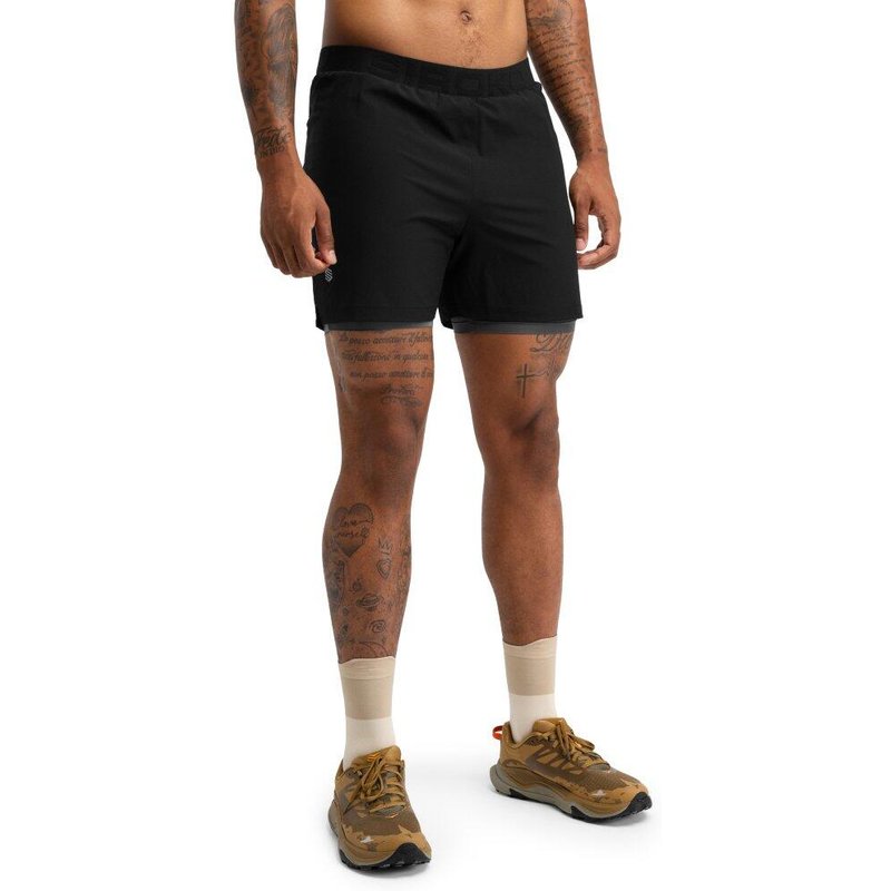 Men Hiking 's 2-in-1 trail running shorts Overland Black Black