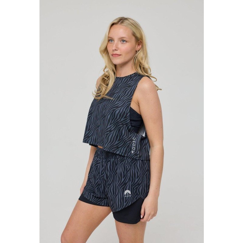 Damen Fitness Tanktop Cropped Infinite Black Tiger