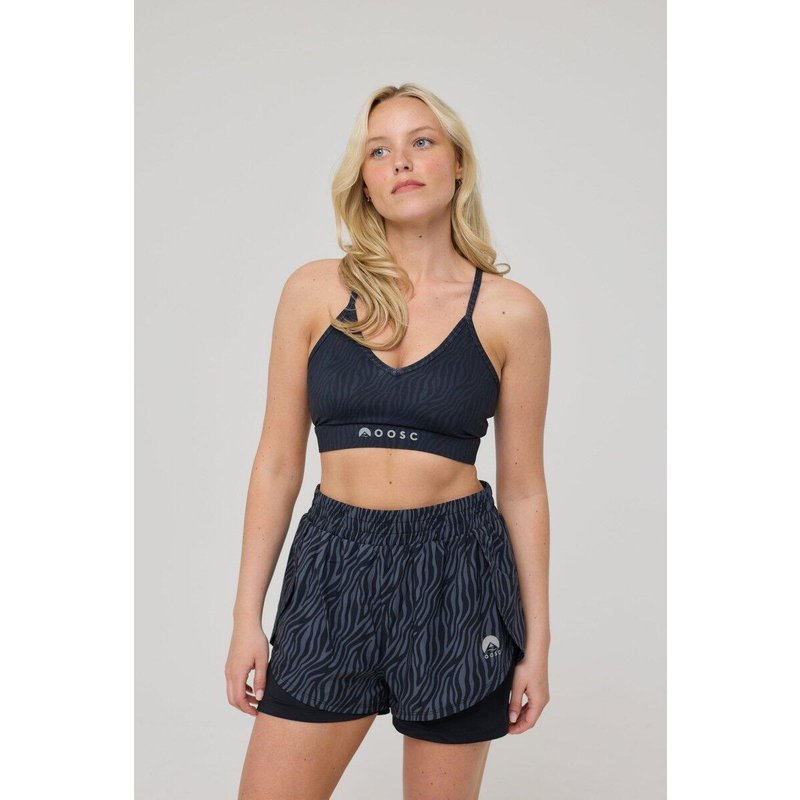 Damen Fitness Sport-BH Mittlere Stütze Infinite Black Tiger