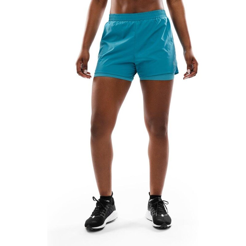 Women Fitness 's 2-in-1 workout shorts Gili Blue
