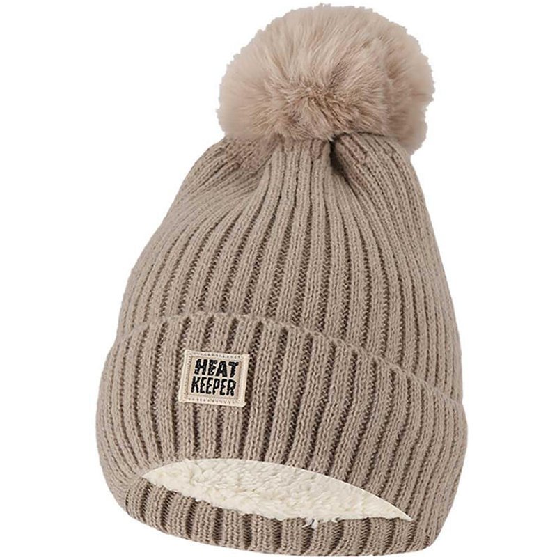 Heatkeeper Damen Thermo-Pomponmütze in Beige Melange