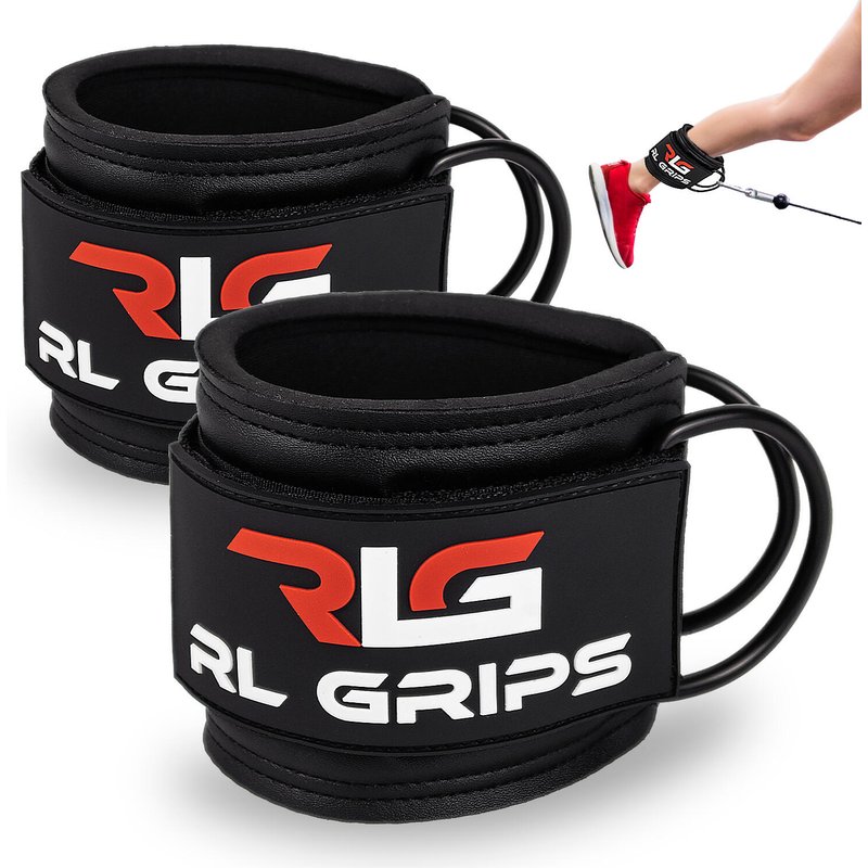 2 Stück Fußmanschetten für Kabelzug - Ankle Straps Krafttraining Schwarz