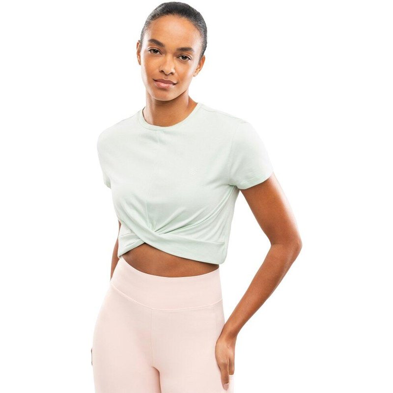 Women Fitness 's twist knot sports tee Space Green Green
