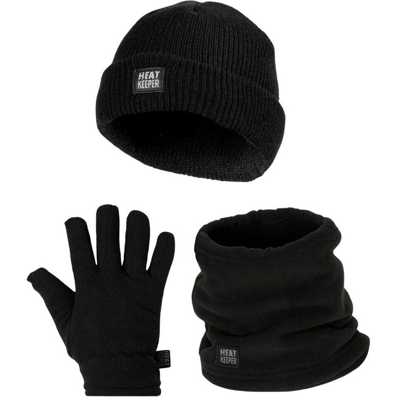 Heatkeeper Kinder Winter Set – Mütze + Nackenwärmer + Handschuhe – Schwarz