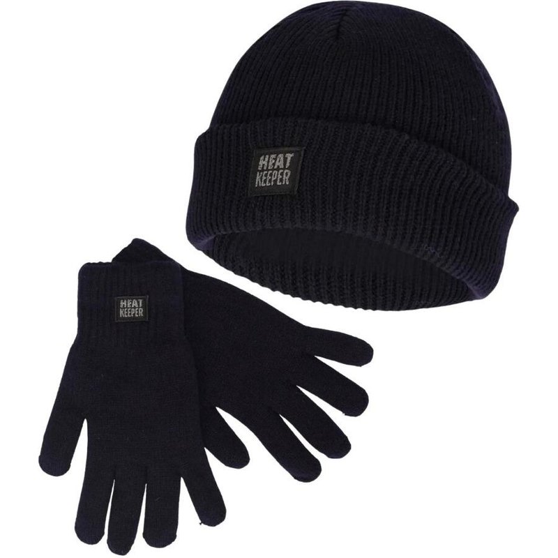 Heatkeeper Herren Winter Set - Mütze + Handschuhe Marineblau