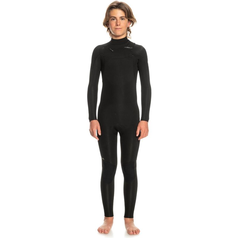 Chest-Zip-Neoprenanzug 4/3MM EVERYDAY SESSIONS Schwarz Junge