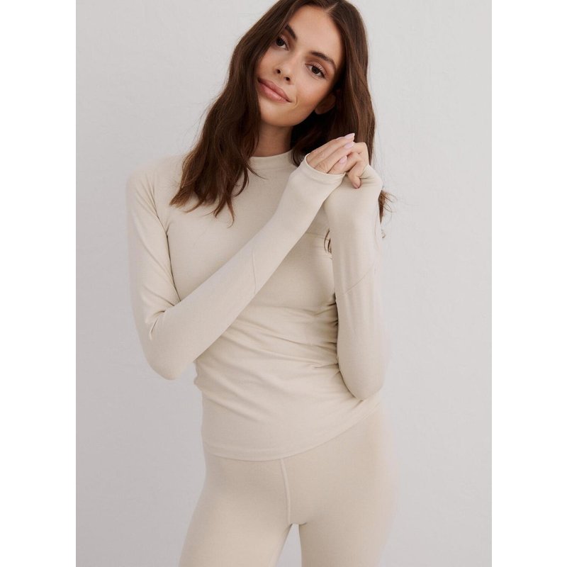 Damen Langarm Baselayer Feuchtigkeitsableitend 4-Wege-Stretch Creme