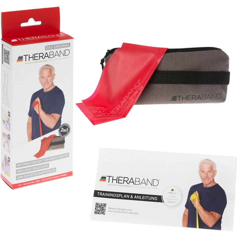 Fitnessband 2,5 m in Reißverschlusstasche Rot Medium Fitness / Krafttraining