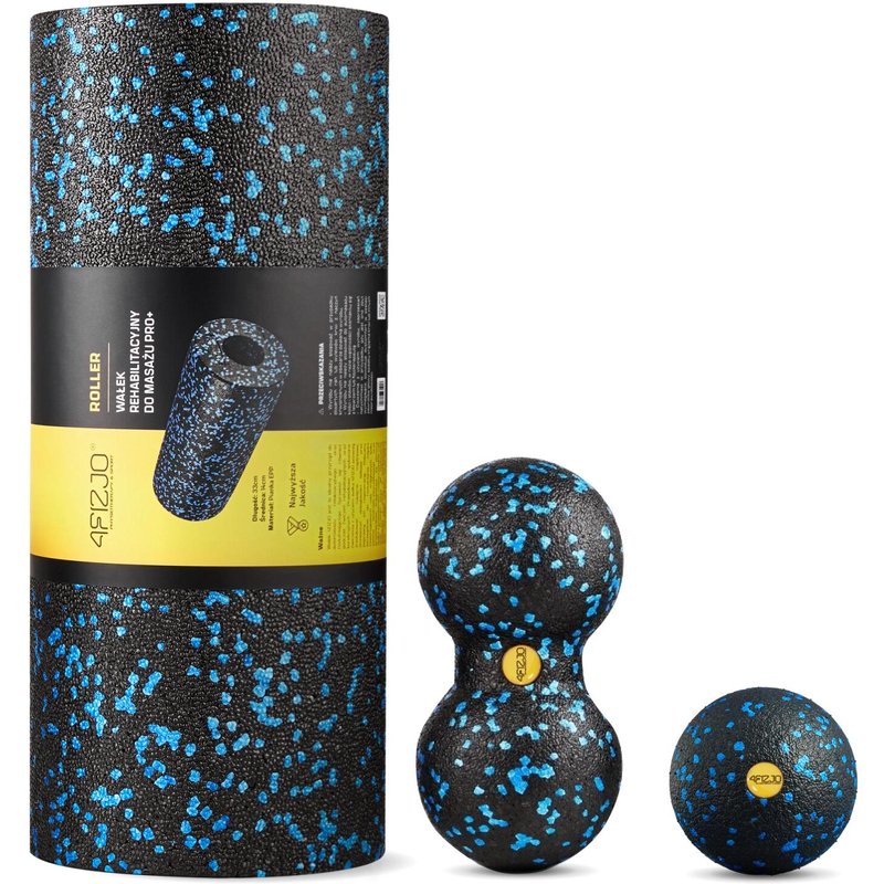 Faszienrolle 3er Set EPP Massagerolle Ball Duoball Schwarz-Blau 4FIZJO