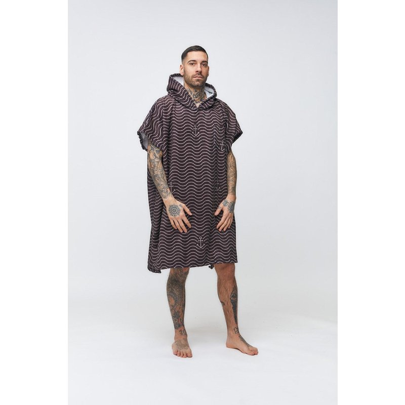 Surf Poncho Erwachsener - Waves - Schwarz