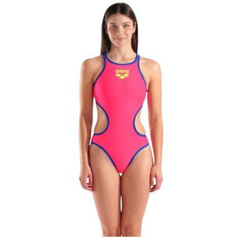 Arena One Big Logo Pink/Blau Badeanzug Women