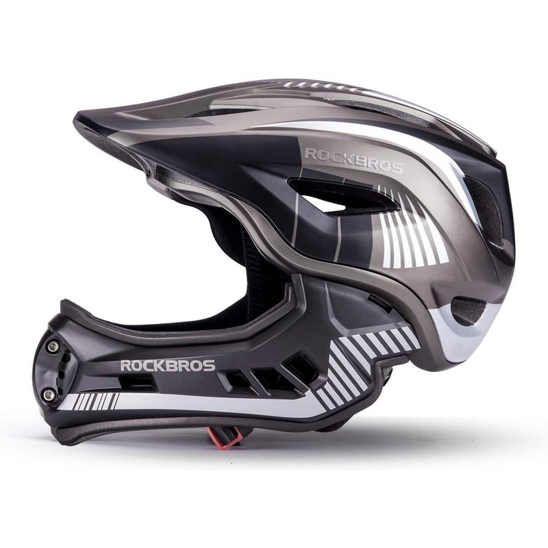 ROCKBROS Kinder Fahrradhelm Integralhelm schwarz titan