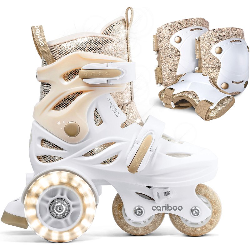 Kinder-Rollschuh-Set Cariboo Ballerina + goldene Schützer