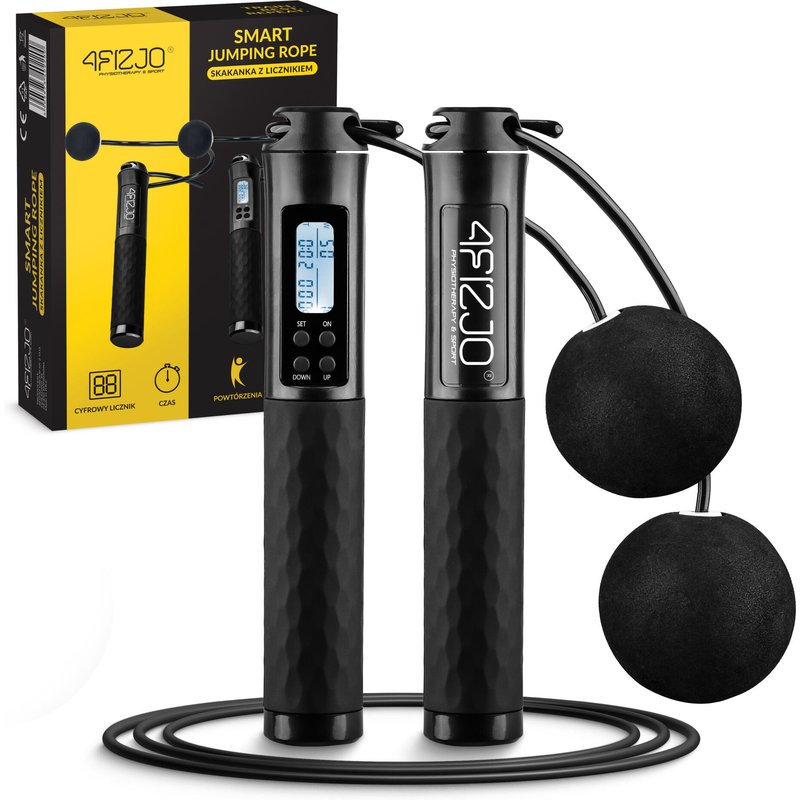 Springseil mit Zähler Digital Fitness Boxen verstellbar schwarz 4FIZJO