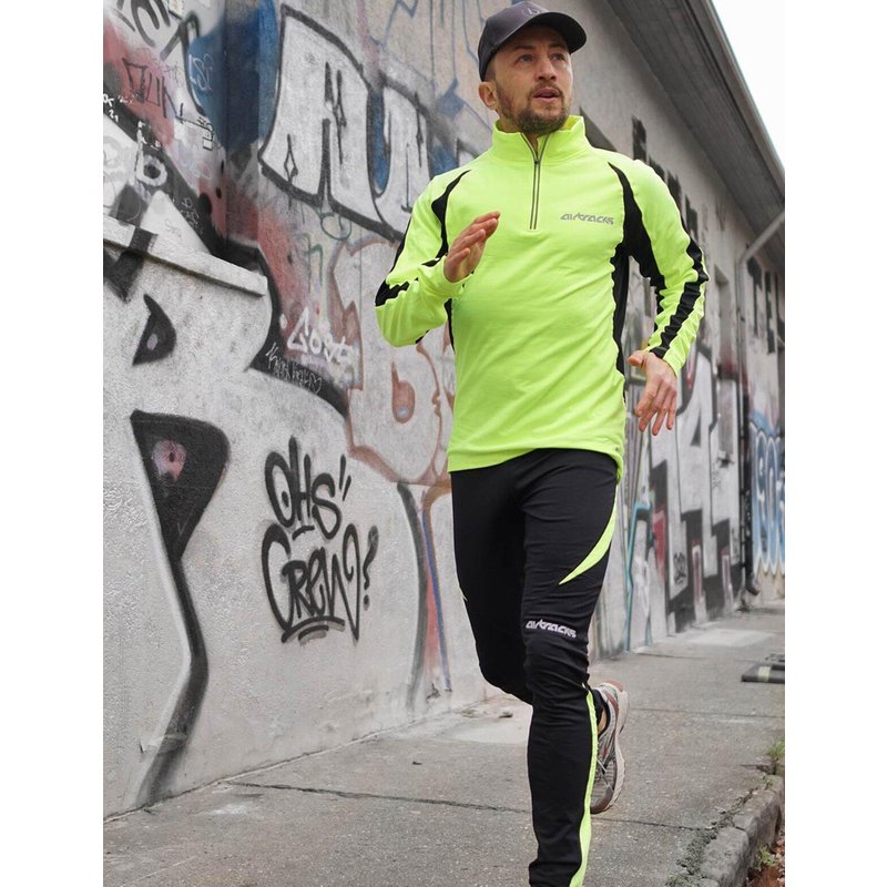 Herren Winter Fleece Thermallaufset (2-tlg.) Pro Laufshirt Langarm + Laufhose