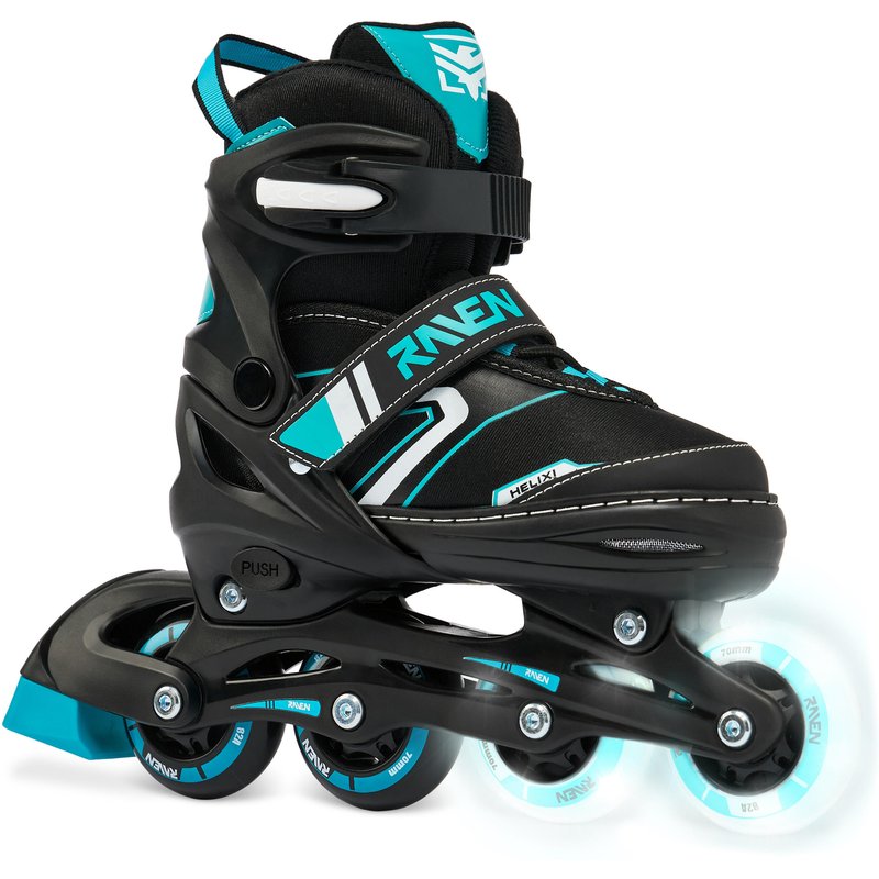 Verstellbarer Rollschuhe Helixi Schwarz/Mint Leuchtende LED-Räder