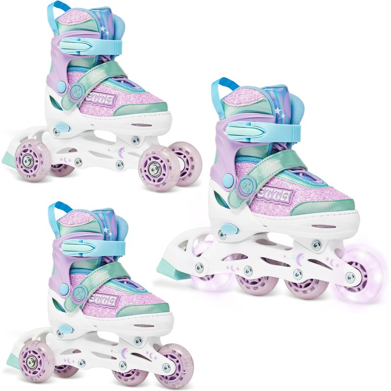 Verstellbare Rollschuhe 3in1 Etta Violett/Mint Leuchtende LED-Räder