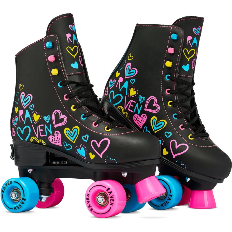 Klassische Retro Verstellbare Rollschuhe Trista Schwarz
