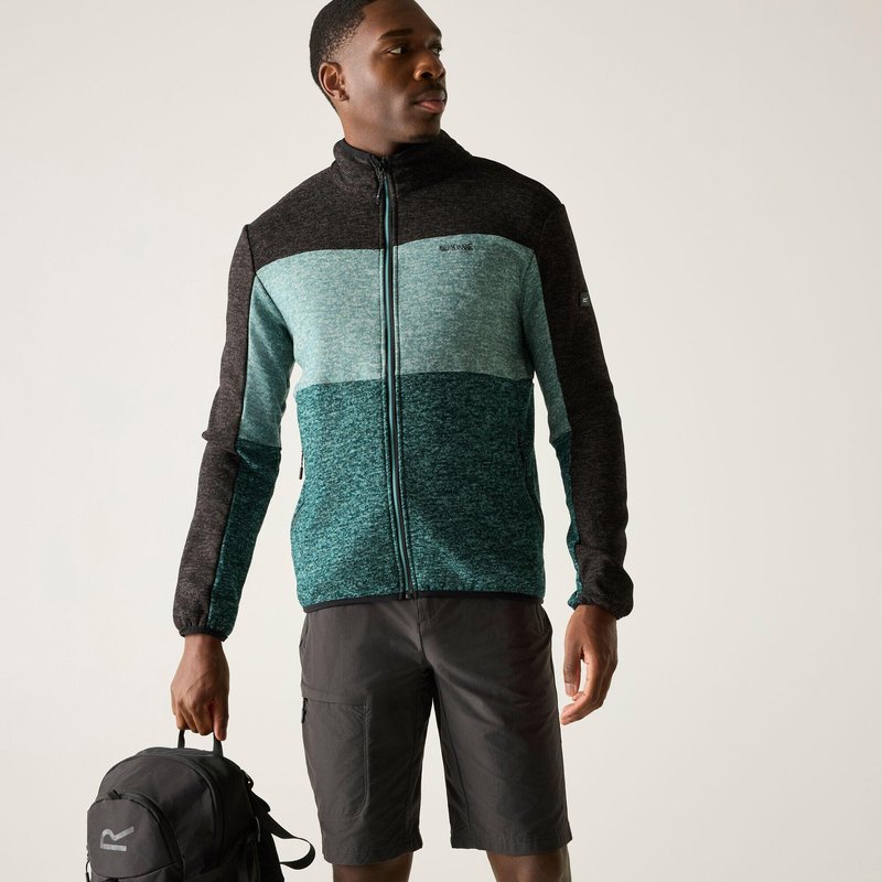 Elram Herren-Fleecejacke mit durchgehendem Reißverschluss und Farbblock-Design