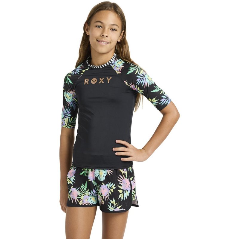 Kurzarm-Rashguard ROXY ACTIVE Rosa Mädchen 6-16