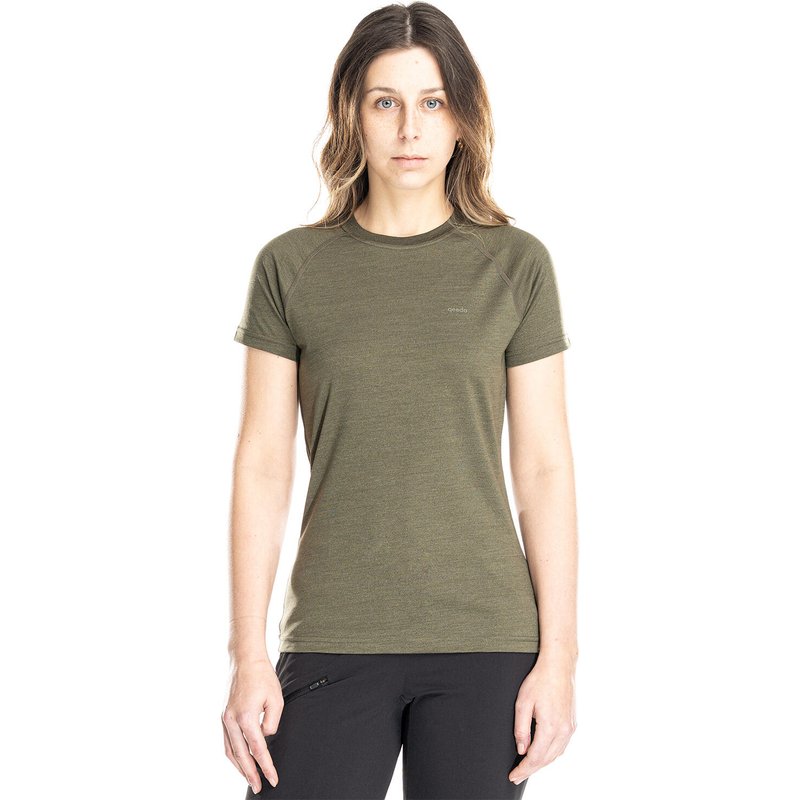 Nila Merino Baselayer Shirt Damen kurzarm Wandern - dunegreen
