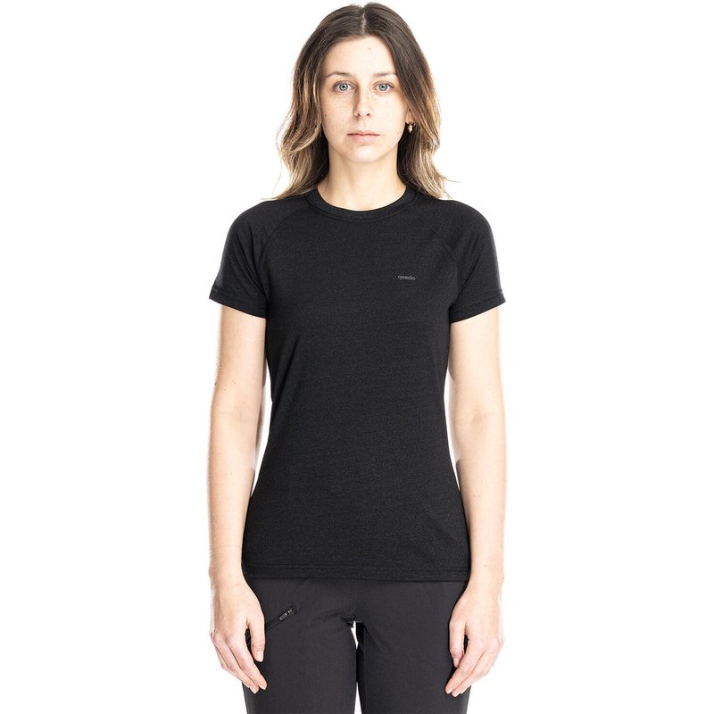 Nila Merino Baselayer Shirt Damen kurzarm Wandern - coalblack