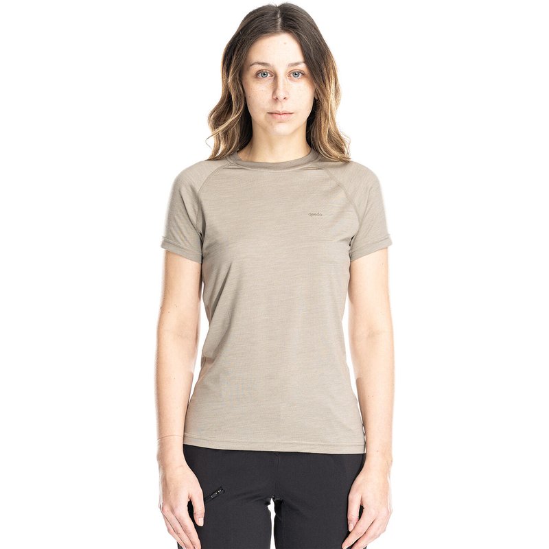 Nila Merino Baselayer Shirt Damen kurzarm Wandern - darksand