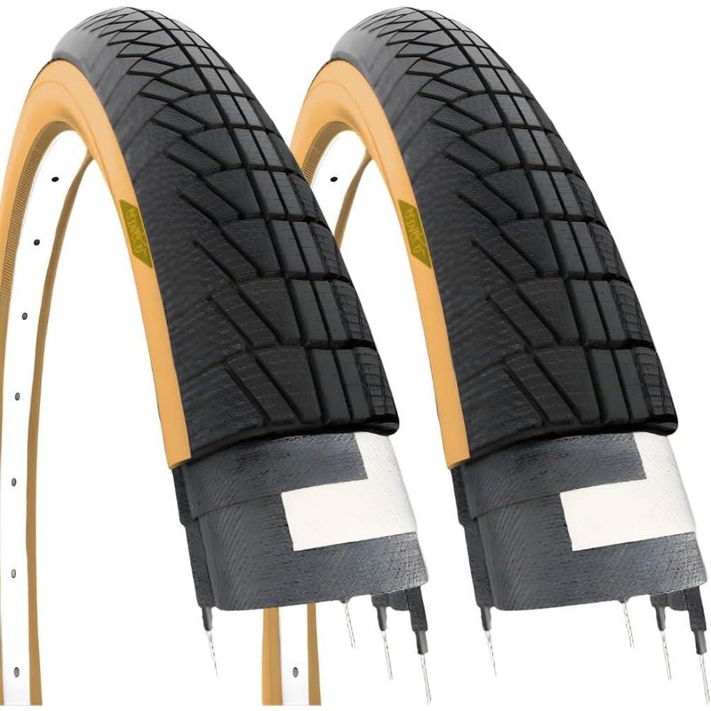 Ecovelo 2er Set Reifen 20x1.75 (47-406) Schwarz-Braun für Klapprad