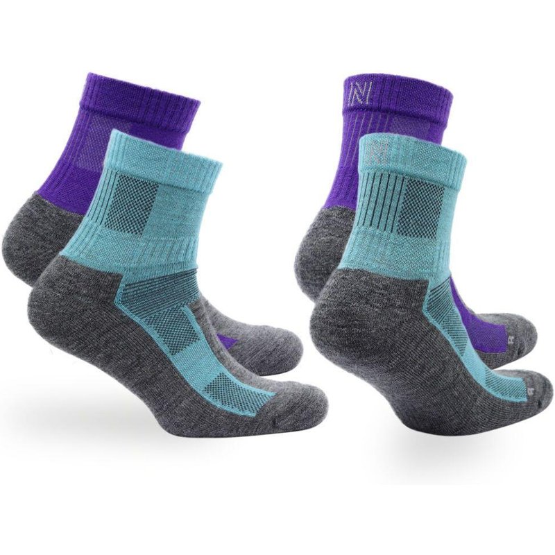 2 Paar - Wandersocken 60% Merinowolle - Anti-Blasen & Dämpfung - Leonardo QTR