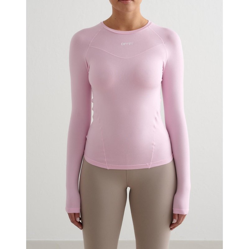 Damen Langarmshirt Ultraweich Schnelltrocknend 4-Wege-Stretch Soft Basic Rosa