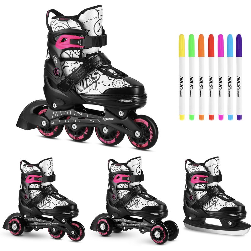Kinder-Inlineskates 4in1 NILS Extreme NH10907 TINTY, verstellbar mit Markern