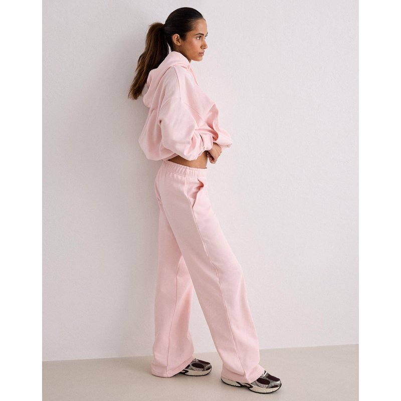 Damen Sweathose Strukturiertes Frottee Locker Weites Bein Rosa