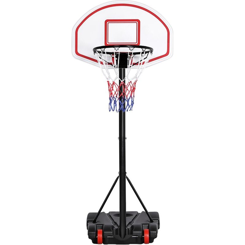 Basketballkorb mit Ständer mobil höhenanpassbar von 159–214 cm Kinder – Weiß/Rot