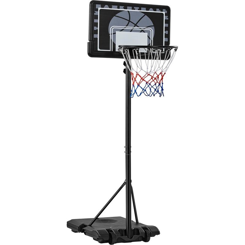 Basketballkorb mit Basis mobil höhenanpassbar von 182–215 cm Kinder – Schwarz