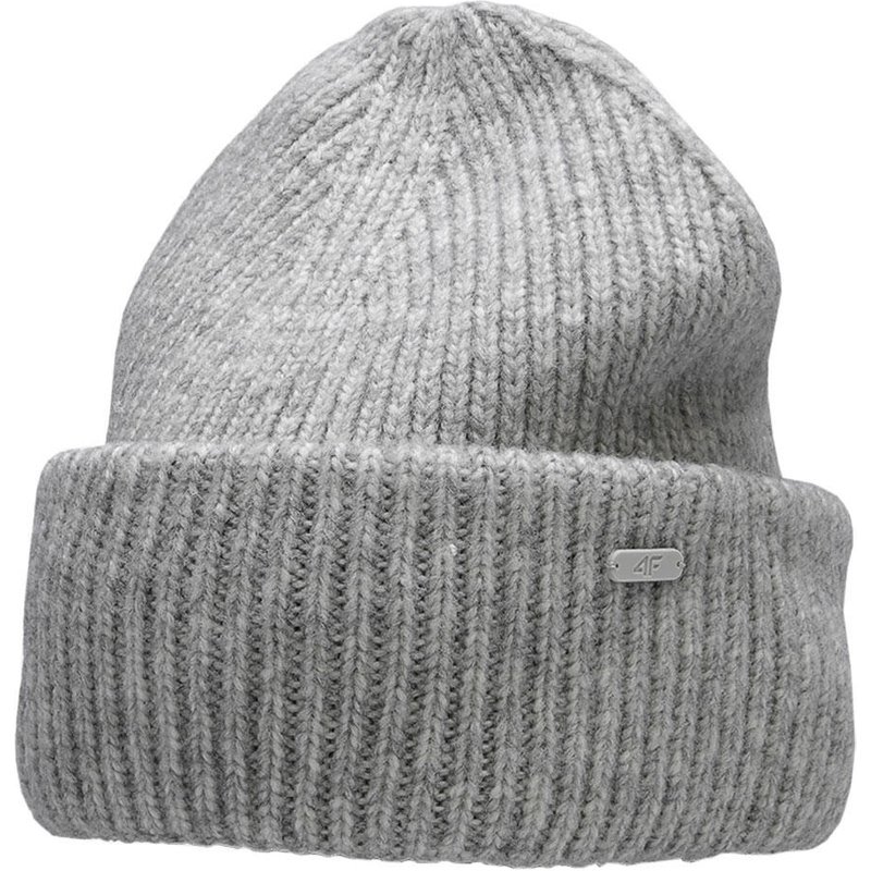 4F Damen-Beanie dunkelgrau meliert