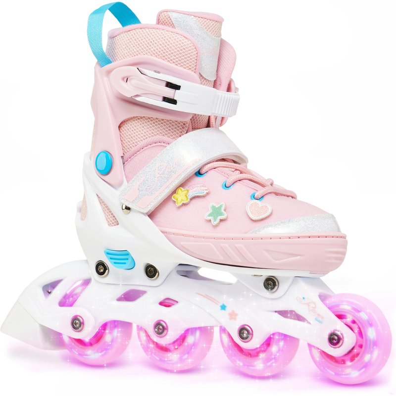 Lilly-Rollschuhe mit leuchtenden LED-Rädern und Klettverschluss-Aufnähern