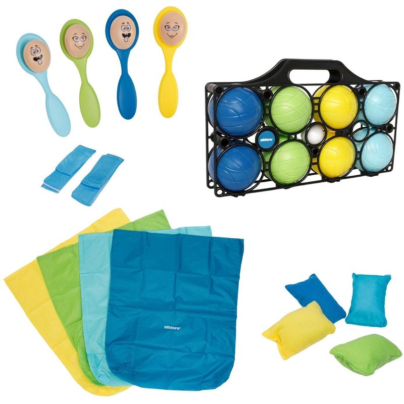 5-in-1 Outdoor Spielset für Kinder mit Boccia & Partyspielen draußen