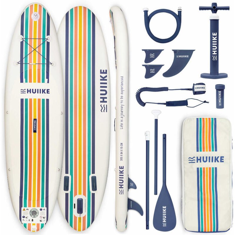 Stand Up Paddling Board Aufblasbar 10’ Inklusive Zubehör, bis 130 kg, Weiß