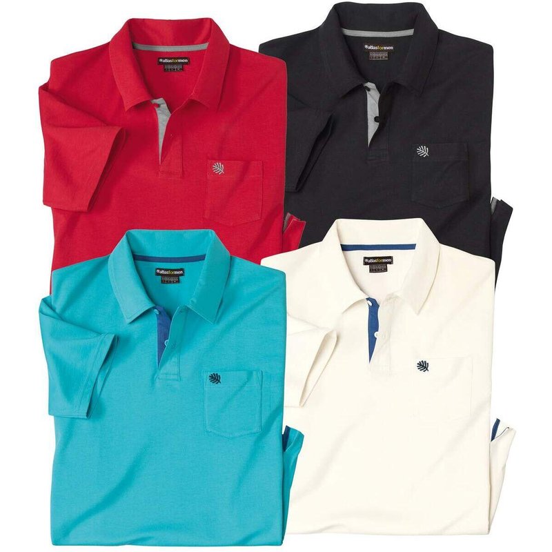 4er-Pack Poloshirts aus reiner Baumwolle