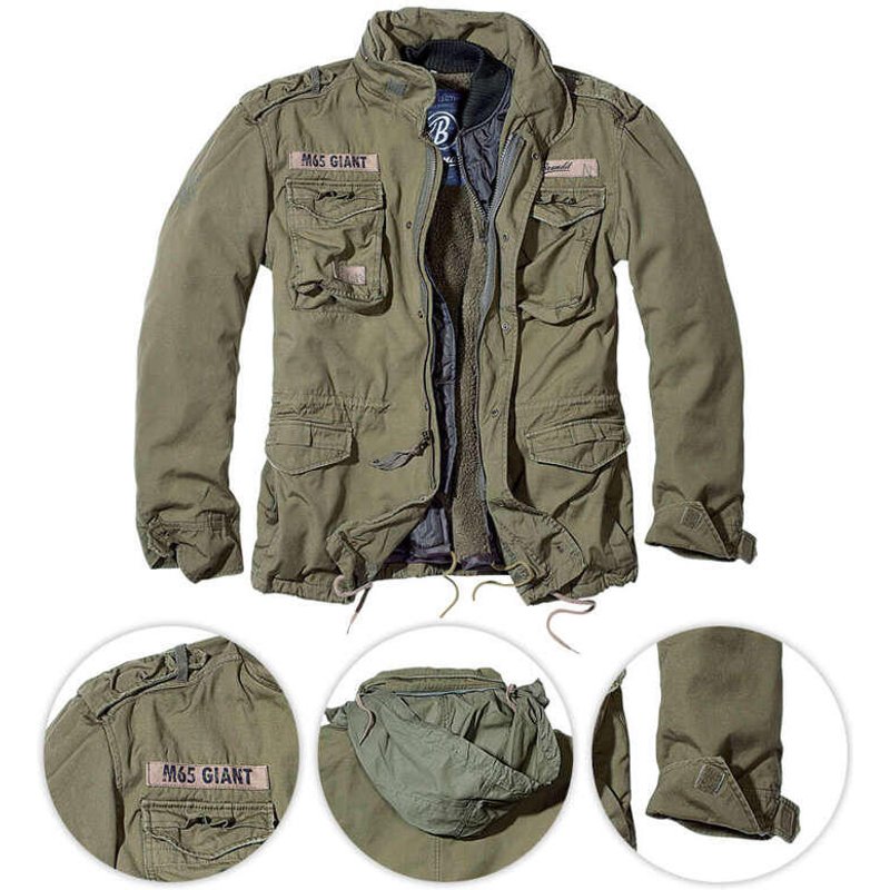 Herren-Winterjacke M65 Giant, Vintage, Olive