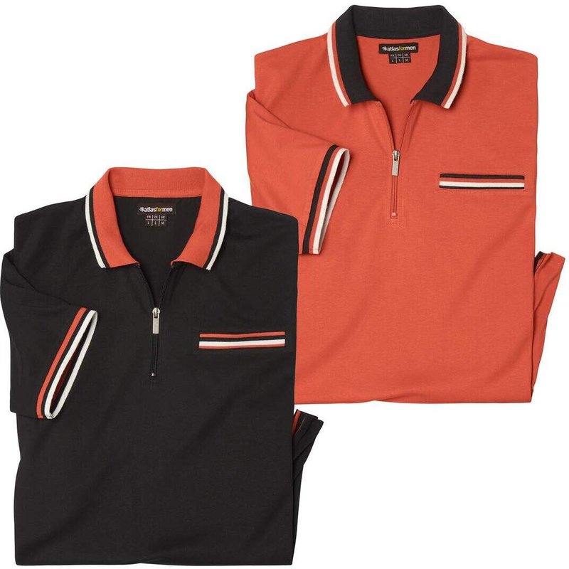 2er-Pack Poloshirts mit Reißverschluss