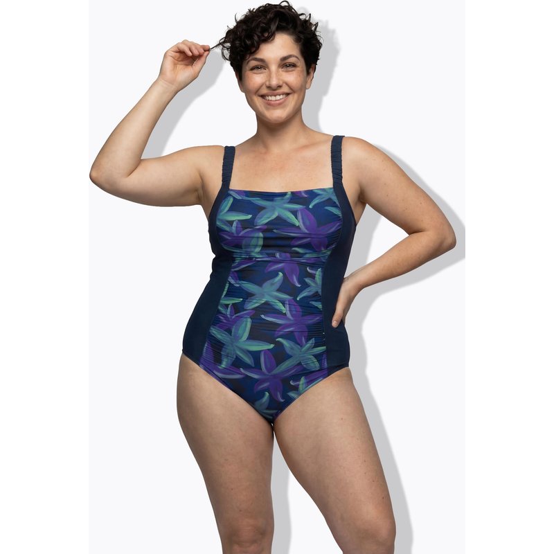 Damen Badeanzug Blüten Softcups Scunchträger recycelt