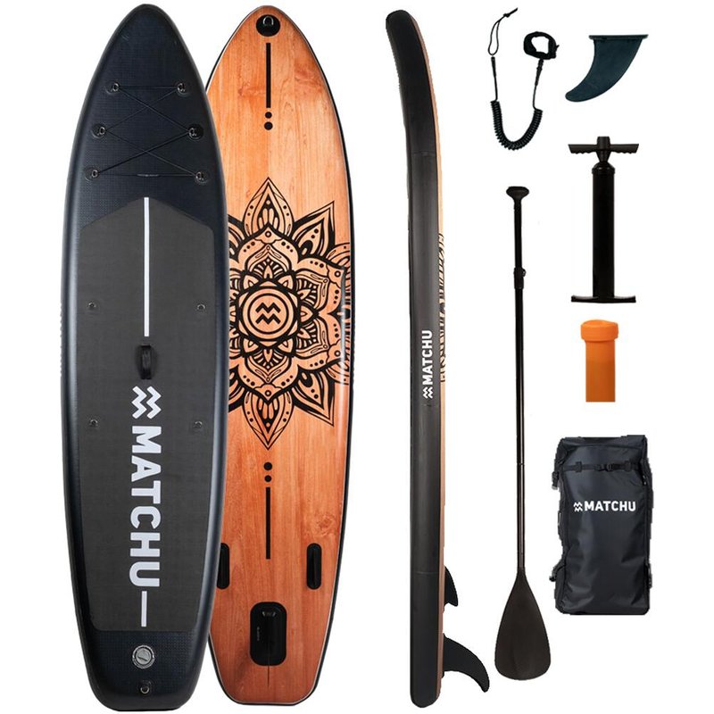 Stand Up Paddle Holz Mandala - SUP Board - Aufblasbares Surfbrett 320x81x15 cm
