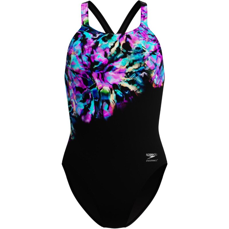Speedo Club Training Bedruckter Powerback Badeanzug Damen