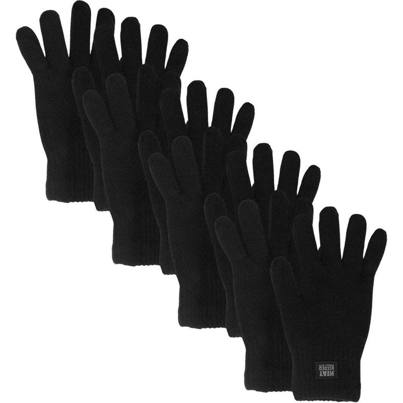 Herren-Strickhandschuhe Thermohandschuhe mittelgrau 4 Paar
