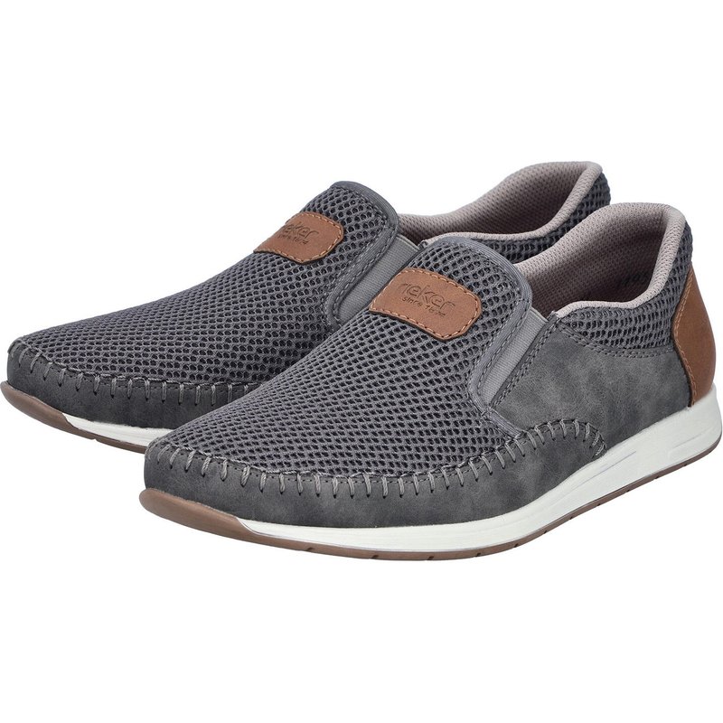 Rieker Herren Schlupfschuh Slipper mit Stretcheinsätzen 11954-45 Grey