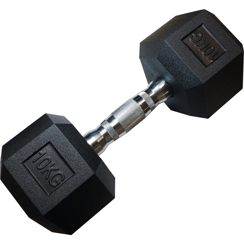Einhand-Sechskant-Hantel HEX 10 kg gummiert