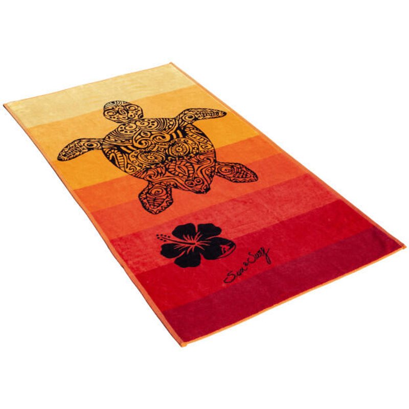 JACQUARD-STRANDTUCH TORTUGA ROT + ORANGE