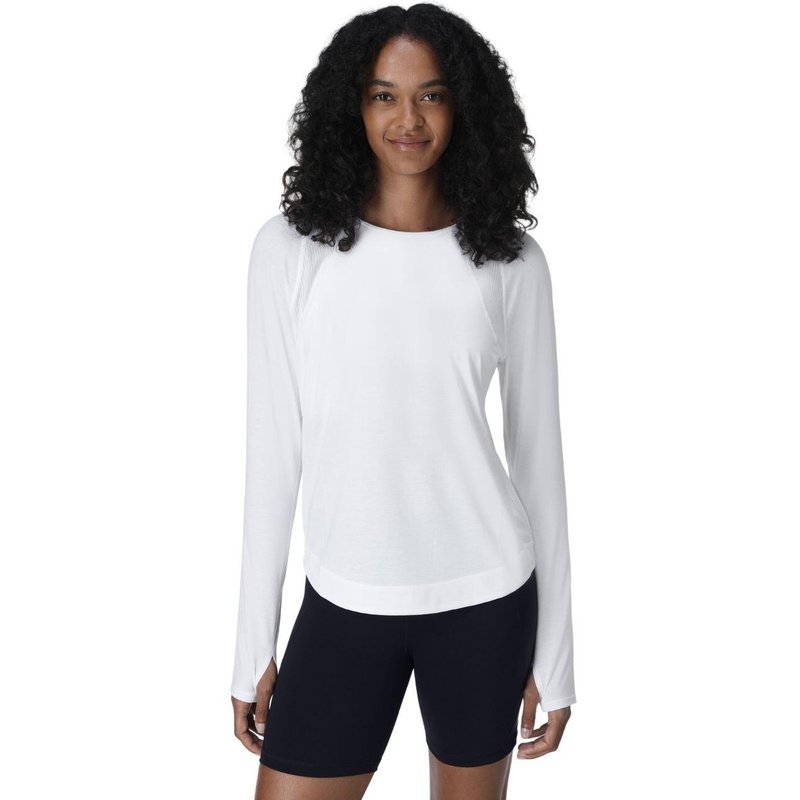SWEATY BETTY Breathe Easy Mesh Long Sleeve Top T-shirt WIT L