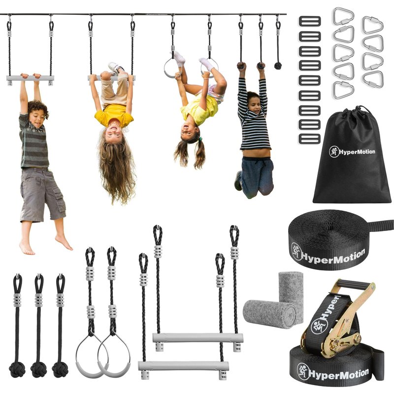 Ninja Hindernislauf Kinder Slackline Set 7 Hindernisse 15m Max 113kg